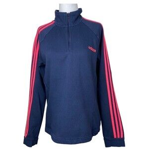 Adidas Sweater Womens Medium Blue 3/4 Zip Pullover Long Sleeve Casual Ladies